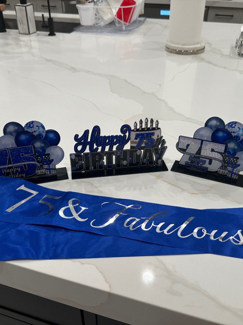 3 Birthday celebration signs  for a 75 year old